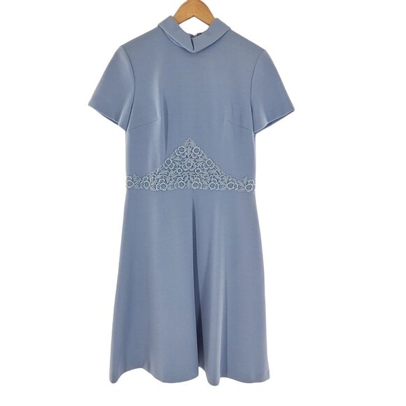 Bleeker Street Sky Blue Cap Sleeves Lace Trim Around The Waist sz 14 Union made - Picture 1 of 11